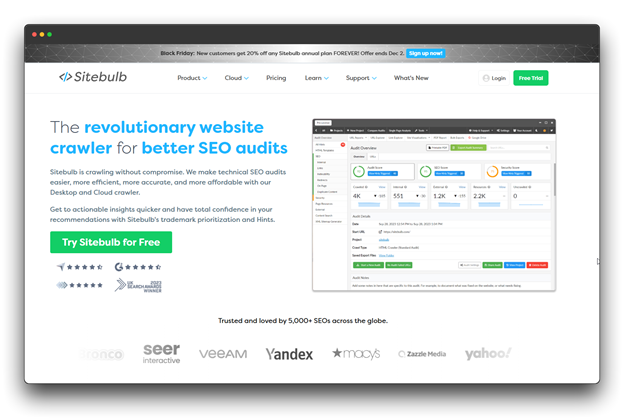 AI TOOLS, AI Tools for Website SEO , AI SEO TOOLS, Website SEO, Sitebulb tools homepage 